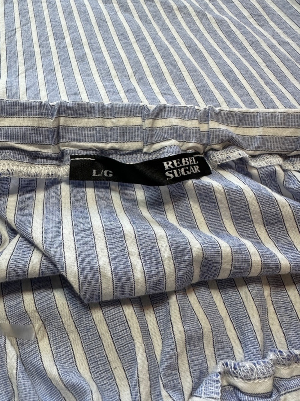 Rebel Sugar Light Blue and White Striped Short Sleeve Tee/Dress | Large - Picture 7 of 8